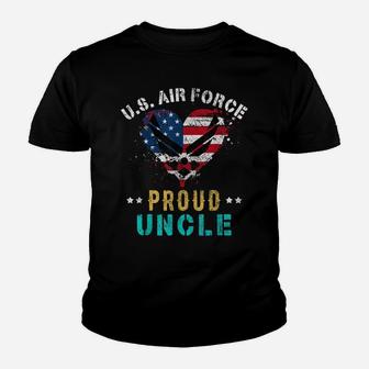 Proud Air Force Uncle American Flag Heart Veteran Youth T-shirt | Crazezy
