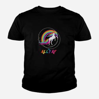Proud Ally Af Gay Pride Allies Rainbow Pride Flag Unicorn Youth T-shirt - Monsterry
