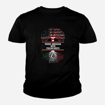 Proud American With Italian Roots Heritage Youth T-shirt | Crazezy