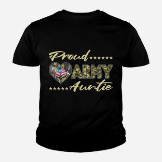 Proud Army Auntie Us Flag Dog Tags Military Aunt Family Gift Youth T-shirt | Crazezy AU