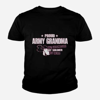 Proud Army Grandma My Grandson Soldier Hero Youth T-shirt | Crazezy