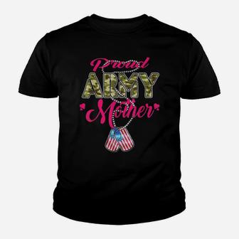 Proud Army Mother Shirt Us Dog Tag Pride Military Mom Gifts Youth T-shirt | Crazezy CA