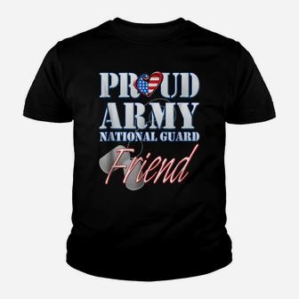 Proud Army National Guard Friend Usa Heart Flag Shirt Youth T-shirt | Crazezy AU