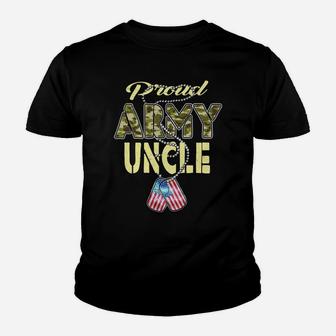 Proud Army Uncle Camo Us Flag Dog Tags Pride Military Family Youth T-shirt | Crazezy UK