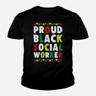 Proud Black Social Worker African American Caseworker Themed Youth T-shirt | Crazezy