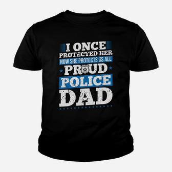 Proud Dad Police Officer Daughter Support Thin Blue Line Sweatshirt Youth T-shirt | Crazezy DE