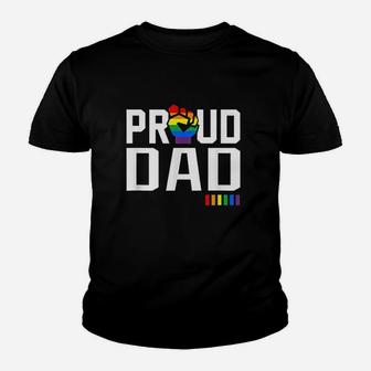 Proud Dad Rainbow Youth T-shirt | Crazezy