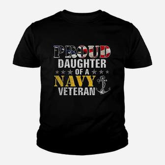 Proud Daughter Of A Navy Veteran American Flag Military Gift Youth T-shirt | Crazezy
