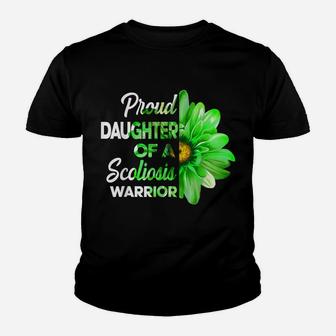 Proud Daughter Of A Scoliosis Warrior Green Ribbon Awareness Youth T-shirt | Crazezy CA