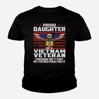Proud Daughter Of A Vietnam Veteran Ribbon Patriotic Family Youth T-shirt | Crazezy
