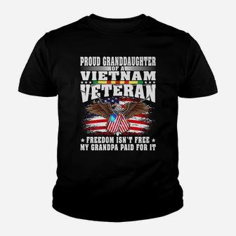Proud Granddaughter Of Vietnam Veteran Military Vet's Family Youth T-shirt | Crazezy