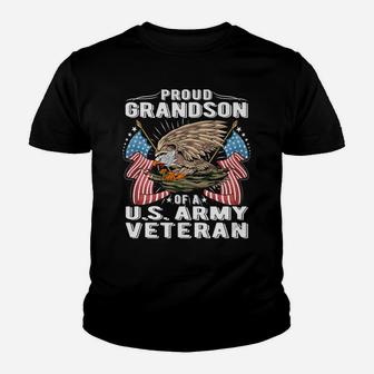 Proud Grandson Of A Us Army Veteran - Military Vet's Family Youth T-shirt | Crazezy CA