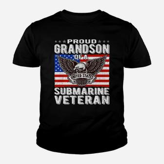 Proud Grandson Of Submarine Veteran Patriotic Military Gifts Youth T-shirt | Crazezy UK