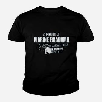 Proud Marine Grandma My Grandson Hero Missy Fit Ladies Youth T-shirt | Crazezy DE
