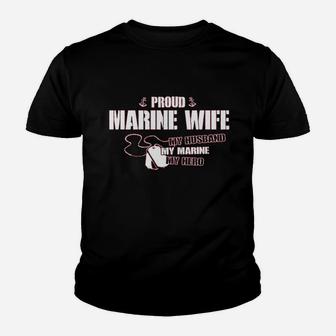 Proud Marine Wife My Husband Hero Missy Youth T-shirt | Crazezy DE