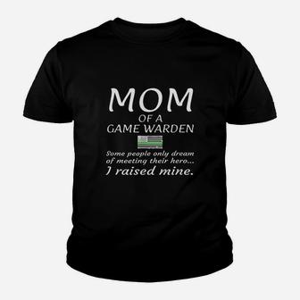 Proud Mom Of A Game Warden Mother Thin Green Line Us Flag Youth T-shirt | Crazezy UK