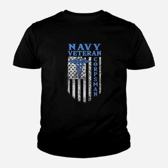 Proud Navy Corpsman Usa Flag Vintage Veteran Youth T-shirt | Crazezy