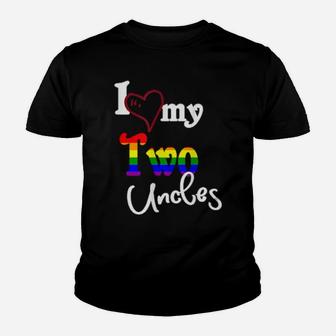 Proud Nephew Or Niece I Love My Two Uncles Gay Pride Flag Youth T-shirt - Monsterry