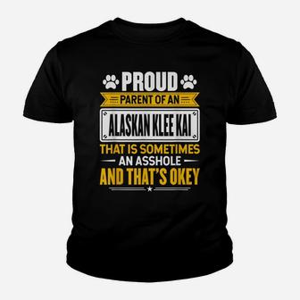 Proud Parent Of An Alaskan Klee Kai Funny Dog Mom & Dad Youth T-shirt | Crazezy