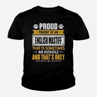 Proud Parent Of An English Mastiff Funny Dog Owner Mom & Dad Youth T-shirt | Crazezy AU