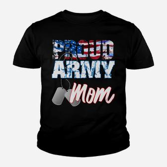 Proud Patriotic Usa Army Mom Usa Flag Military Mothers Day Youth T-shirt | Crazezy