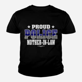 Proud Police Mother-In-Law Thin Blue Line Us Cop's Family Youth T-shirt | Crazezy DE