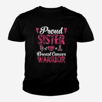 Proud Sister Awareness Warrior Pink Ribbon Youth T-shirt | Crazezy UK