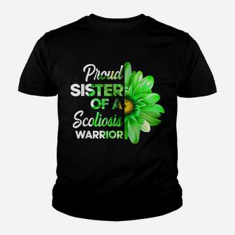 Proud Sister Of A Scoliosis Warrior Green Ribbon Awareness Youth T-shirt | Crazezy CA