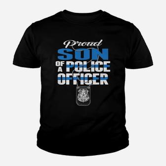 Proud Son Of A Police Officer Thin Blue Line Cop Family Gift Youth T-shirt | Crazezy UK