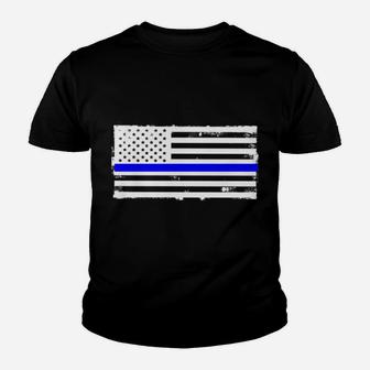 Proud State Trooper Mom Mother Thin Blue Line American Flag Youth T-shirt | Crazezy