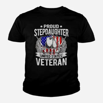 Proud Stepdaughter Of United States Veteran Military Family Youth T-shirt | Crazezy