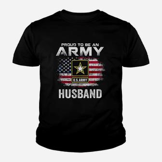 Proud To Be An Army Husband With American Flag Gift Veteran Youth T-shirt | Crazezy AU
