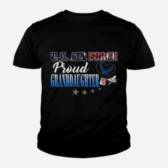 Proud Us Air Force Granddaughter Heart Flag Pride Military Youth T-shirt | Crazezy