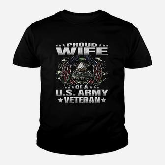 Proud Wife Of A Us Army Veteran Youth T-shirt | Crazezy