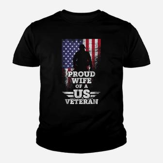 Proud Wife Of A Veteran American Flag Shirt Youth T-shirt | Crazezy AU