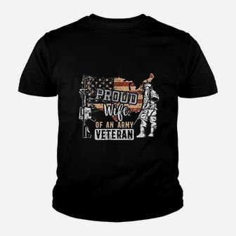 Proud Wife Of An Army Veteran Youth T-shirt | Crazezy CA
