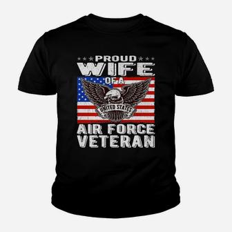 Proud Wife Of Us Air Force Veteran Patriotic Military Spouse Youth T-shirt | Crazezy AU