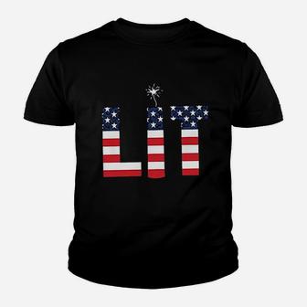 Psalm Life American Flag Lit Fourth Of July Youth T-shirt | Crazezy