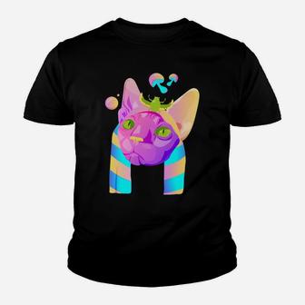 Psychedelic Cat Youth T-shirt | Crazezy DE