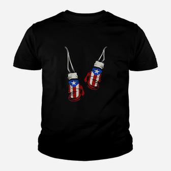 Puerto Rican Puerto Rico Boxing Gloves Flag Youth T-shirt - Thegiftio