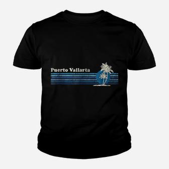 Puerto Vallarta Vintage 80S Palm Trees Sunset Tee Youth T-shirt | Crazezy