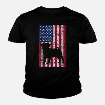 Pug Dog Puppy T-Shirt Veteran Gift Usa Flag Patriot Pugs Youth T-shirt | Crazezy
