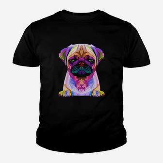 Pug Pop Art Colorful Portrait Carlino For Dog Lovers Youth T-shirt | Crazezy CA