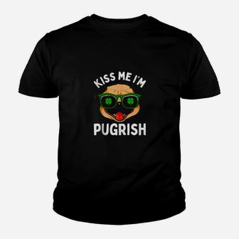 Pug St Patricks Day Dogs Irish Dog Kiss Me Im Pugrish Youth T-shirt - Monsterry DE