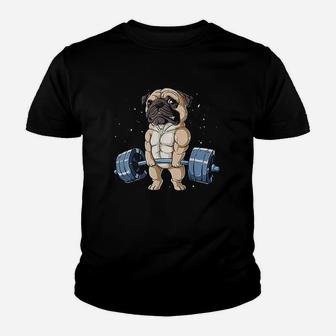 Pug Weightlifting Funny Deadlift Men Fitness Gym Workout Youth T-shirt | Crazezy AU