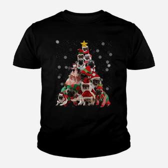 Pugs Christmas Tree Lights Funny Dog Xmas Gift Sweatshirt Youth T-shirt | Crazezy