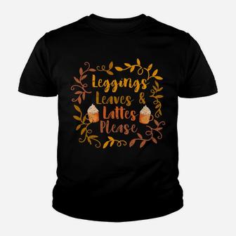 Pumpkin Spice Leggings Leave & Lattes Cute Fall Coffee Seaso Youth T-shirt | Crazezy UK