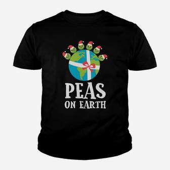 Pun Christmas Sayings Peas On Earth Funny Xmas Gift Sweatshirt Youth T-shirt | Crazezy UK