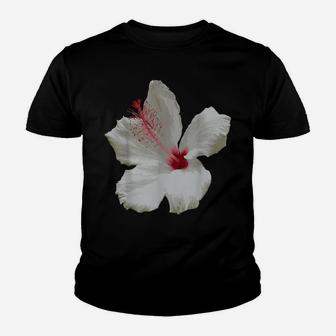 Pure White Hibiscus Tropical Flower Vector Youth T-shirt | Crazezy AU