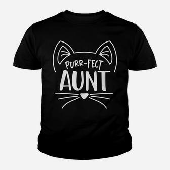 Purr-Fect Aunt Gift Aunties Cat Lovers Youth T-shirt | Crazezy AU